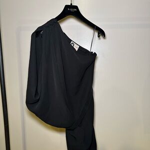 Lanvin Black One-Shoulder Dolman Sleeve Dress
